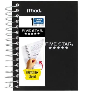 Imagem de Five Star Caderno espiral, caderno de bolso Fat Lil', papel pautado universitário, 200 folhas, 14,8 cm x 8,5 cm, cores sortidas, a cor variará, 1 unidade (45388)