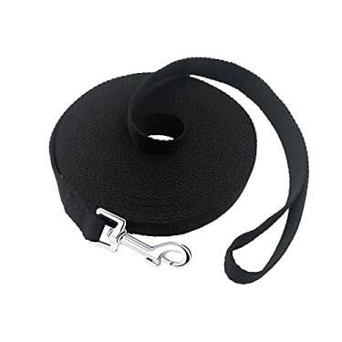 Imagem de PETGOGO 4,5 m 6 m 9 m 12,2 m 15,2 m de comprimento Coleira de adestramento para cães pequenos e médios acampamentos, treinamentos, brincadeiras ou quintal (10 pés, preto)