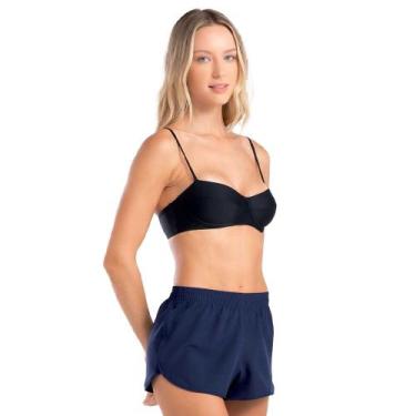 Imagem de Shorts She Verão Liso Básico Feminino Com Elástico No Cós, Marinho, G