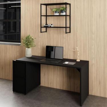 Imagem de Mesa Escritório 150cm com Nicho Aéreo Industrial F5 Office - F5 Office