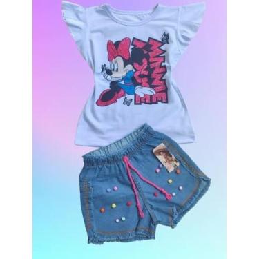 Imagem de Conjunto jeans minnie luxo. - MC MODA KIDS, P VESTE 1/3 anos.
