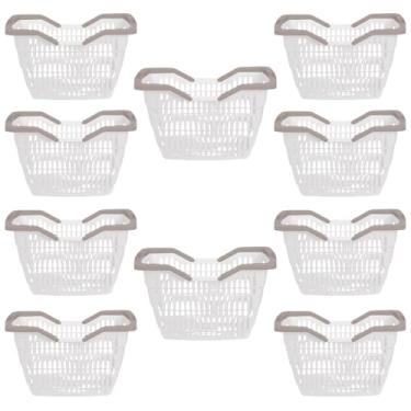 Imagem de Kit 10 Cestas de Compras Supermercado 12 Litros Com Alça (Branco)