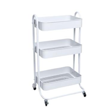 Imagem de Carrinho Organizador Multiuso 3 Prateleiras Bandeja Aço inox(Branco)