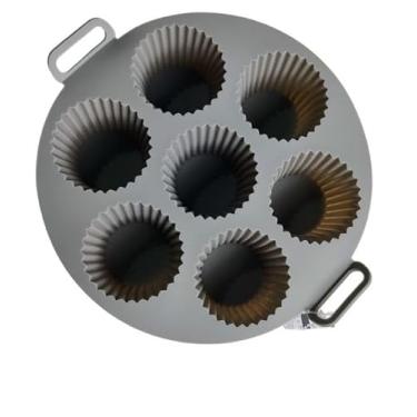 Imagem de Forma De Silicone Para Cupcake Mini Bolo Airfryer Microondas(Cinza)