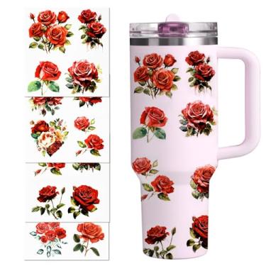 Imagem de LUHOHI Flor para copo Stanley - adesivos florais compatíveis com garrafa de água de vidro Stanley Tumbler adesivo impermeável Love Shack Fancy Style UV DTF decalques lindos acessórios personalizados
