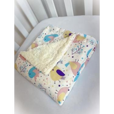 Imagem de Coberta Manta Macia Sherpa Estampado 100% Algodão (M, Passarinho Rosa)