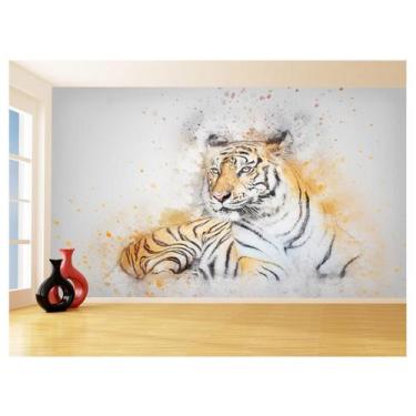 Imagem de Papel De Parede 3D Animais Tigre Rosto Arte Cor 3,5M Anm565 - Você Dec