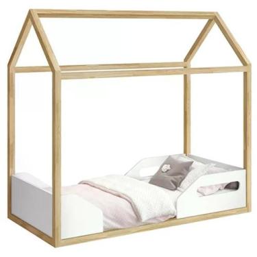 Imagem de Mini Cama Montessoriano Zoe Branco/Natural - Reller Móveis, Branco/Nat