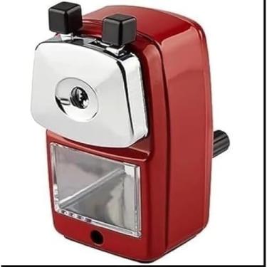 Imagem de Apontador de Mesa Manual para Lapis com Manivela E Deposito Coletor(VERMELHO,pequeno（55 * 105mm）)