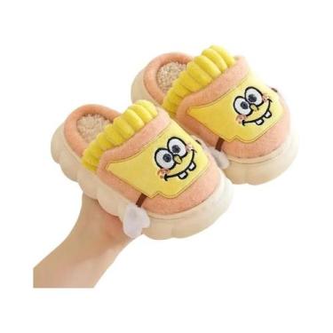 Imagem de Bolsa Infantil Bob Esponja Com Chinelos De Algodão Antiderrapante Para