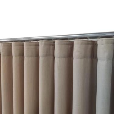 Imagem de Cortina Wave Gaze de Linho com Forro Microfibra Trilho Suíço MAX Largura 6,00m Altura 2,40m (Bege)