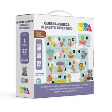 Imagem de Quebra-Cabeça Alfabeto Divertido Babebi Brinquedo Em Madeira