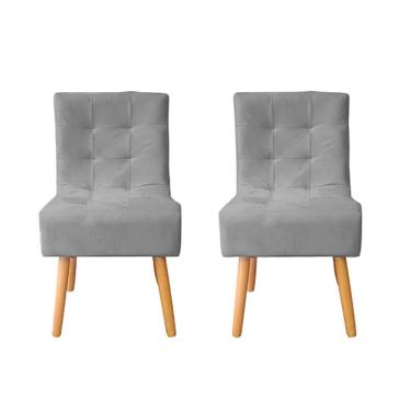Imagem de Kit 2 Cadeiras Poltrona Sala de Jantar Penteadeira Reforçada Decorativa Liz Suede