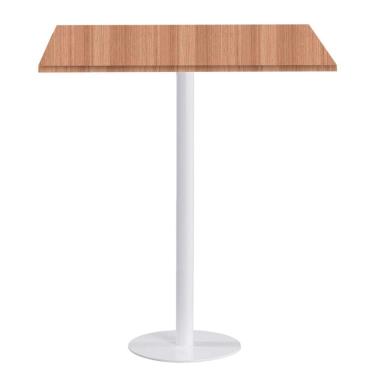 Imagem de Mesa Pisa Beta Bistrô Fratini 107,50cm (A) Disco Redondo Branco Tampo MDP Quadrado Noce Nat 70cm (L)
