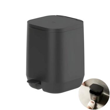 Imagem de Lixeira Com Pedal Cesto De Lixo 6 Litros Banheiro Preto - Aura LX400PTF Ou