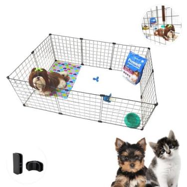 Imagem de Cercado Modular Pet 10 Telas Tela Aramada 40x40cm Coelho Gato Cachorro