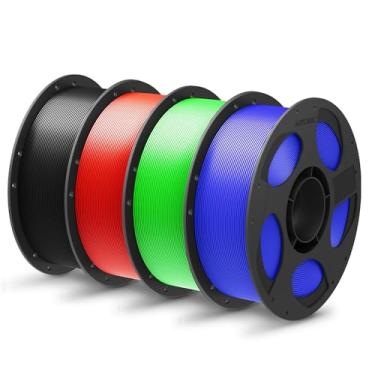 Imagem de ANYCUBIC PLA Plus (PLA+), filamento de impressora 3D RFID pacote de 1,75 mm, alta resistência, precisão dimensional +/- 0,02 mm, pacote com 4 carretel reutilizável de 1 kg, preto, vermelho, verde