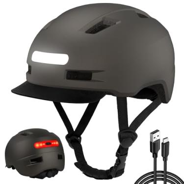 Imagem de Shinmax Capacete De Bicicleta Para Adultos, Homens E Mulheres, Com Luz Frontal Traseira Led Recarregável Por Usb, Viseira Ajustável Removível Ciclismo, Uso Urbano Ciclista Estrada (Titânio, Grande 5