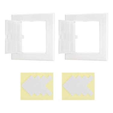 Imagem de PATIKIL Painel de acesso para drywall 4,3 x 4,3 polegadas, 2 conjuntos de plástico ABS capa de furo de parede porta de acesso com fita dupla face para parede teto elétrico, branco