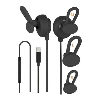 Imagem de Hawk Scope Fones de ouvido com conector USB C aberto, fones de ouvido esportivos com fio com microfone, para trabalho, música, jogos