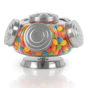 Imagem de 【Cozena】Baleiro de Vidro Giratório Bomboniere Antigo Balas e Doces. (Prata)