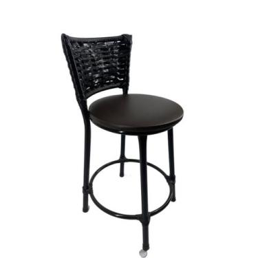 Imagem de Kit banqueta baixa de junco cozinha americana gourmet bistrô - FortMix