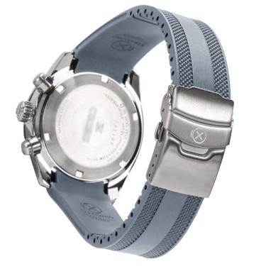 Imagem de Pulseira de relógio StrapXPro de borracha curva de 20 mm de substituição para Seiko Prospex Speedtimer SSC813, SSC815, SSC817, SSC819, SSC909, SSC917, SSC933, Cinza com fecho prata, 20mm