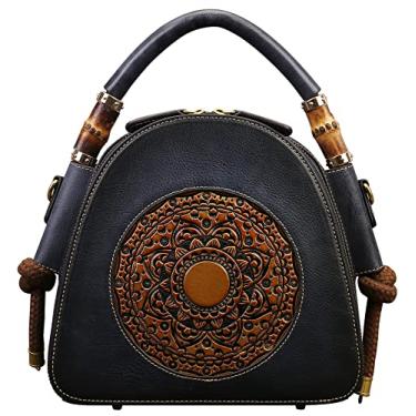 Imagem de Livros de bolso de couro genuíno para mulheres, organizador retrô, alça superior, bolsa de couro totem feminina, Cinza, 9.8x3.9x8.8