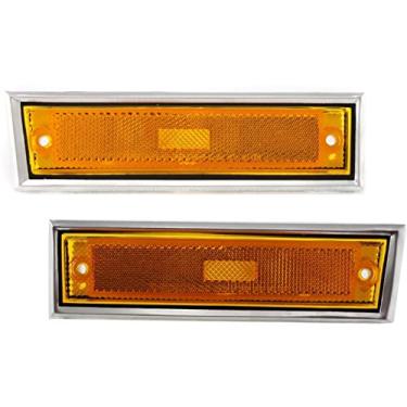 Imagem de DAT AUTO PARTS Par de refletor de luz marcador do lado do passageiro dianteiro esquerdo do motorista para Chevrolet Blazer 1981-1991 Lente laranja com acabamento cromado Conjunto de 2 GM2550115