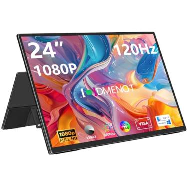 Imagem de odmenot Monitor portátil 1080p 24 polegadas 120Hz monitor de viagem 120% sRGB segunda tela externa para desktop, laptop, mini PC, MacBook com suporte HDMI USB-C Gaming Display para PS5/Xbox (OS24
