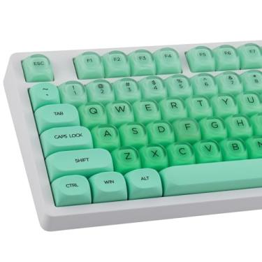 Imagem de Hyekit PBT Keycaps HOA Profile Liquid Foundation Lindas Teclas 132 Teclas Semi-translúcidas Matte Crystalsi Conjunto de teclas para Cherry Gateron MX Magnético Teclado Mecânico, Verde