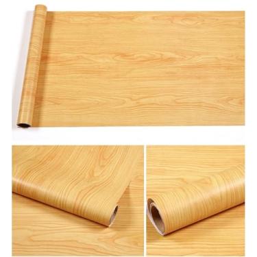 Imagem de 1 peça de papel de parede texturizado de grão de madeira, papel adesivo de grão de madeira, papel de parede à prova d'água, para bancada de cozinha, academia, banheiro (tamanho: 89.9 cm (L) x 500.1 cm