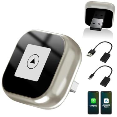 Imagem de Adaptador CarPlay sem fio para iPhone, adaptador CarPlay com fio para sem fio, tamanho mini com cabo de extensão USB e USB-C/Tipo-C, controle estável e sem atraso