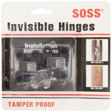 Imagem de SOSS Dobradiça invisível de zinco 203 com furos para aplicações em madeira ou metal, montagem de encaixe, acabamento externo preto E-coat (pacote com 2)