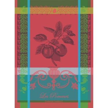 Imagem de Toalha de cozinha francesa Garnier Thiebaut Les Pommes Rouge VIF (maçãs vermelhas brilhantes) 56 x 79 cm, algodão, jacquard