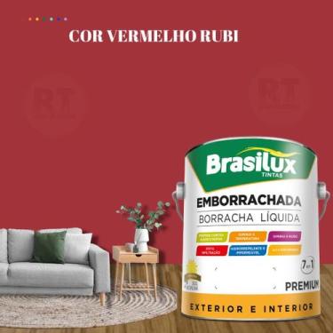 Imagem de Tinta Borracha Líquida Cor Vermelho Para Parede 3,2l Acrílica Lavável 