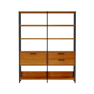 Imagem de Estante 2 Torres 2 Gavetas E92 Dalla Costa Freijó/preto Fosco