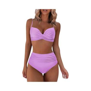 Imagem de Maiô Feminino Cintura Alta com Impressão - Biquini Sexy em Duas Peças 