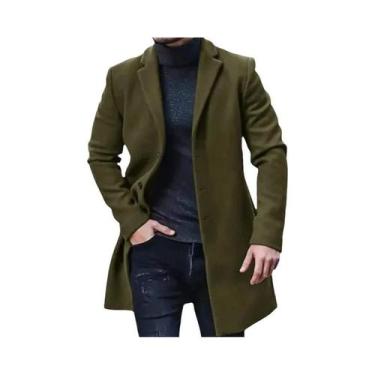 Imagem de Jaqueta Masculina De Lã Lisa Estilo Streetwear Casual Com Lapela E Abo