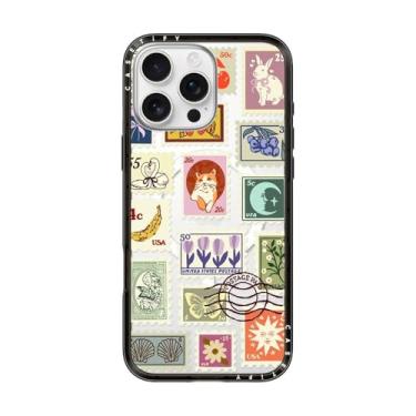 Imagem de CASETiFY Capa compacta para iPhone 16 Pro Max [fina e elegante/compatível com Magsafe/1,2 m. 2X proteção contra quedas de grau militar] - Coleção de carimbos - preto transparente