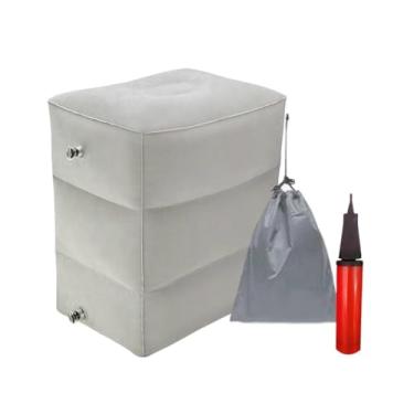 Imagem de Puff Inflável Para Avião Carro Ajustável Apoio Travesseiro Para Pés Com Bomba para Encher e Bag Para Guardar