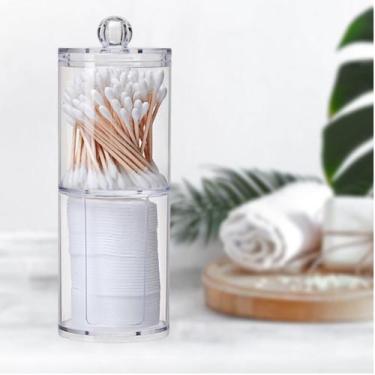 Imagem de Organizador Porta Algodão E Cotonete 2 Em 1 Acrílico Higiene Maquiagem