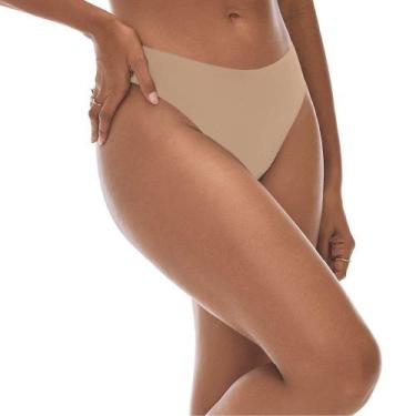 Imagem de Calcinha Fio Dental Corte a Laser com Forro de Algodão Bege Zee Rucci,