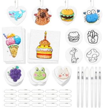 Imagem de X-Kingsun 76 peças de kit de pintura de textura de espuma 3D para artesanato, papéis de textura de espuma com canetas de pincel de água, 4 estilos de tinta inchada para materiais de festa com