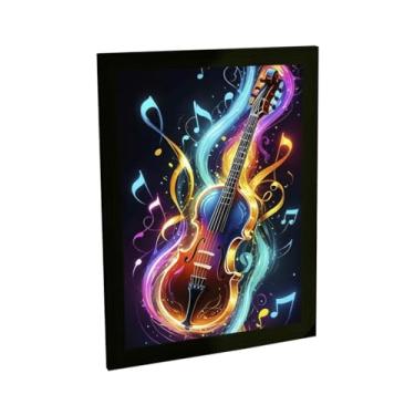 Imagem de Quadro Decorativo Violino Instrumento Musical Cores Neon Decoração Poster Quarto Sala