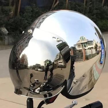 Imagem de Retro Motocicleta Meio Capacete Estilo Alemão 3/4 Motocicleta Capacete Aberto Com Espelho De Bolha Para Homens Mulheres Ciclomotor Scooter Chopper Cruiser Capacete Aprovado Pelo, Hat brim, L(59-60cm)