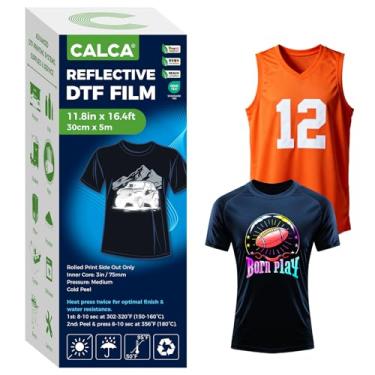 Imagem de CALCA Película de transferência DTF Specialty - 11,8 pol x 16,4 pés/30 cm x 5 m rolo de filme DTF refletivo de cor sólida, peeling a frio