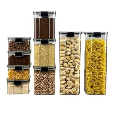 Imagem de Monte seu Kit Pote Hermético para Mantimentos de Cozinha Dispensa Armário Plástico(Kit 9-9 Potes)