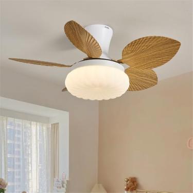 Imagem de OUFULA Luz do fã contemporânea Americano Retro Sala de estar Restaurante Quarto Estudo Quarto Crianças Villa Hotel Café loja de roupas LED Remoto Teto Luz do ventilador (Estilo 1)