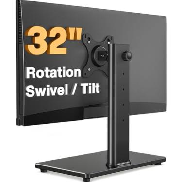 Imagem de Suporte de mesa para monitor único TAVR para telas de até 32 polegadas, base de suporte para monitor VESA – inclinação giratória, rotação, altura ajustável monitor de computador, suporta até 10 kg, VESA 75 x 75 100 x 100 mm